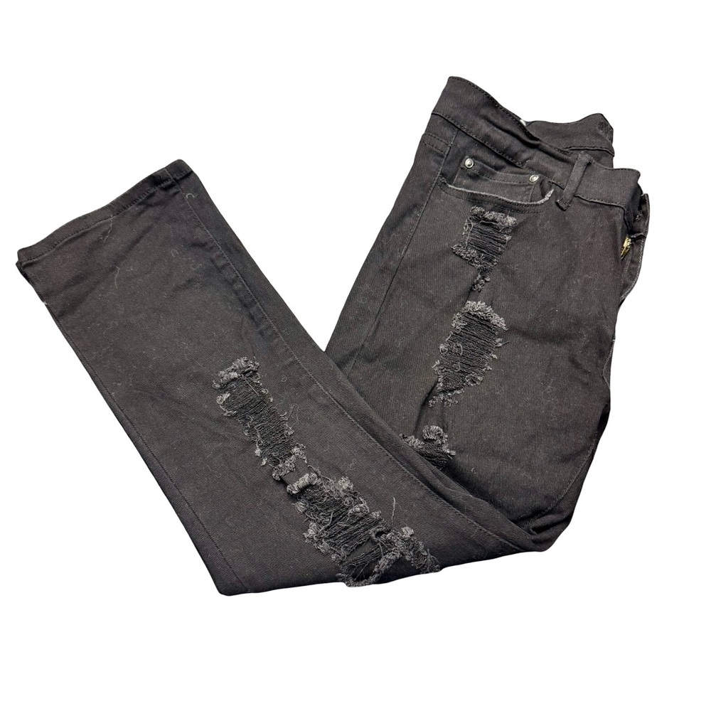 Red Rivet Womens Black Distressed Skinny Jeans Size 13 Stretch Denim Trendy